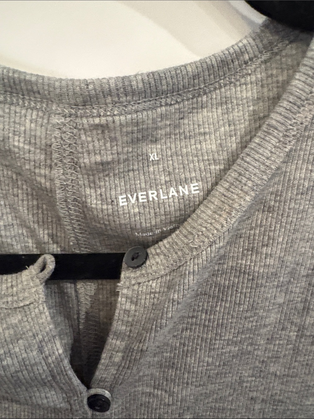 Everlane Gray Ribbed Button-Up Top - Picture 2 of 4
